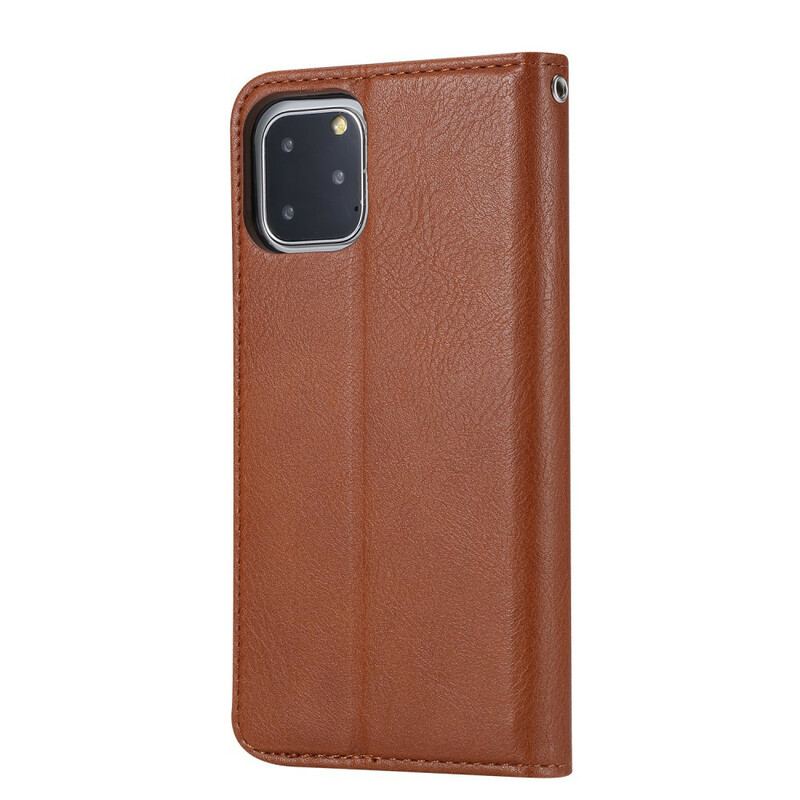 Capa De Celular Para iPhone 11 Pro Flip Titular De Cartão De Couro Sintético