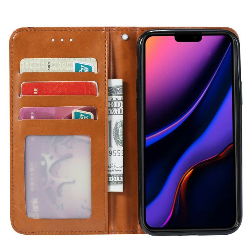 Capa De Celular Para iPhone 11 Pro Flip Titular De Cartão De Couro Sintético