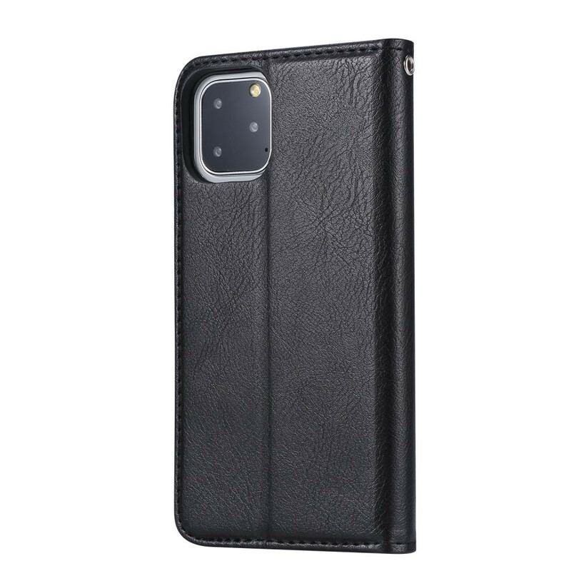 Capa De Celular Para iPhone 11 Pro Flip Titular De Cartão De Couro Sintético