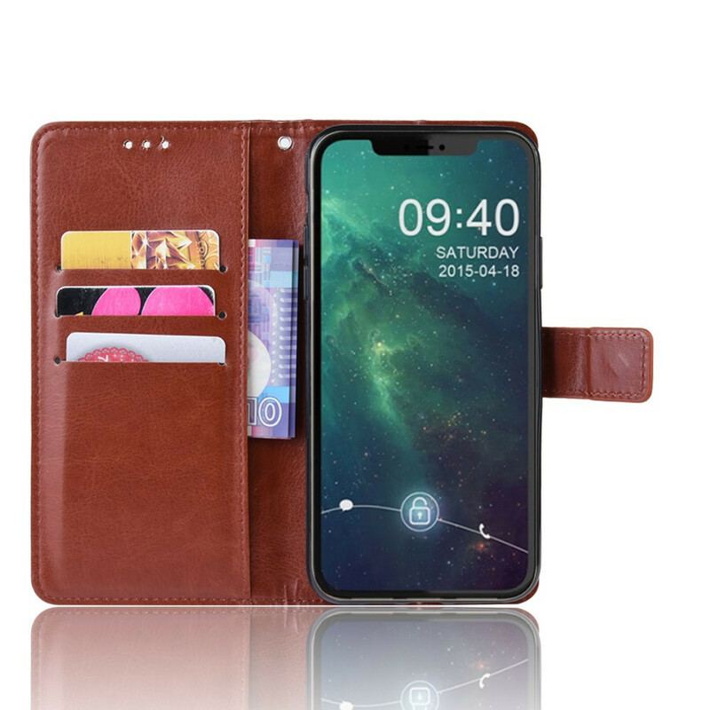 Capa De Couro Para iPhone 11 Pro De Cordão Strappy De Cor De Efeito De Couro