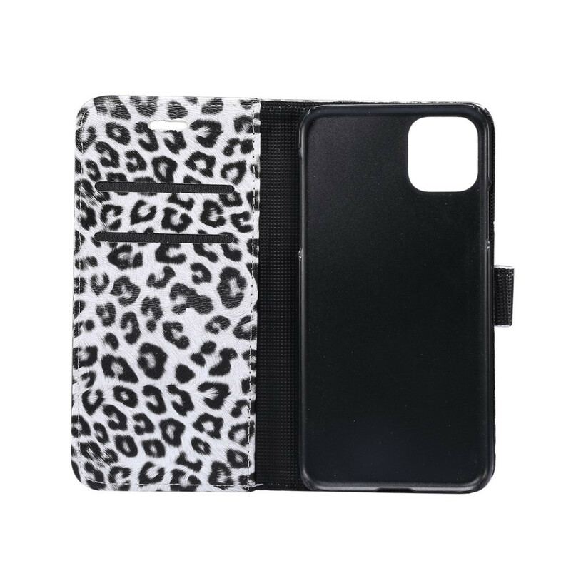 Capa De Couro Para iPhone 11 Pro Leopardo