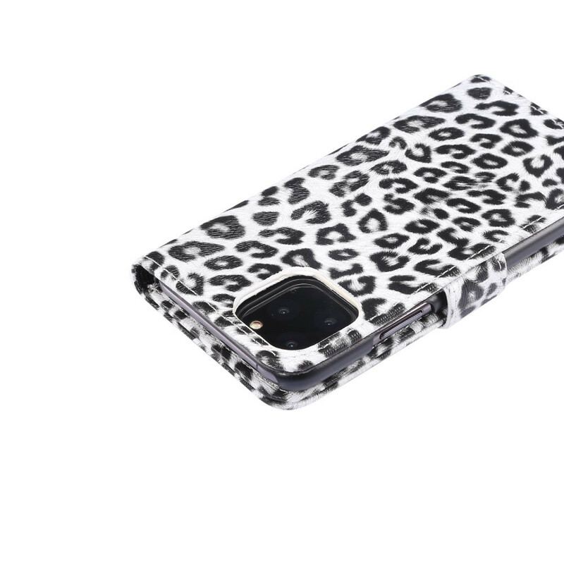 Capa De Couro Para iPhone 11 Pro Leopardo