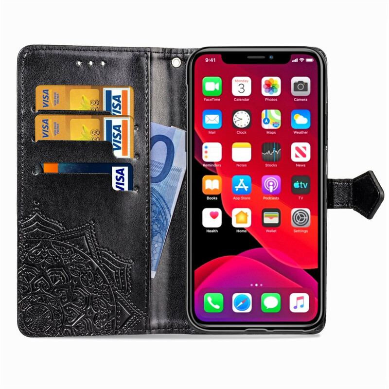 Capa Em Pele Para iPhone 11 Pro Mandala Idade Média