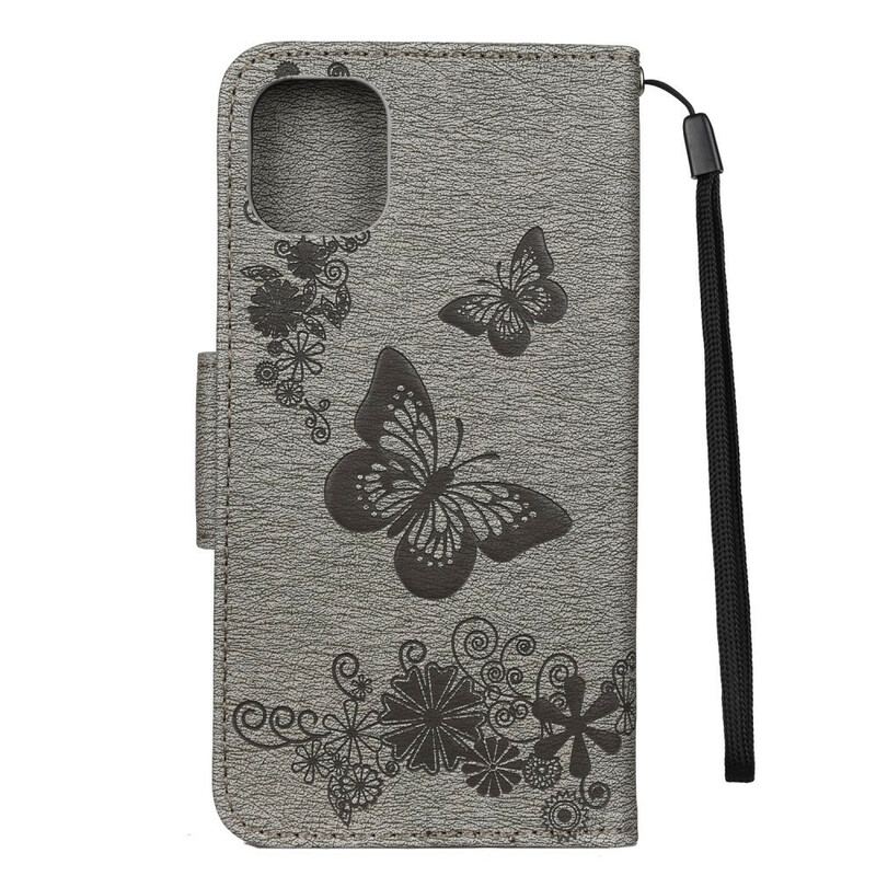 Capa Flip Para iPhone 11 Pro De Cordão Borboletas Esplêndidas