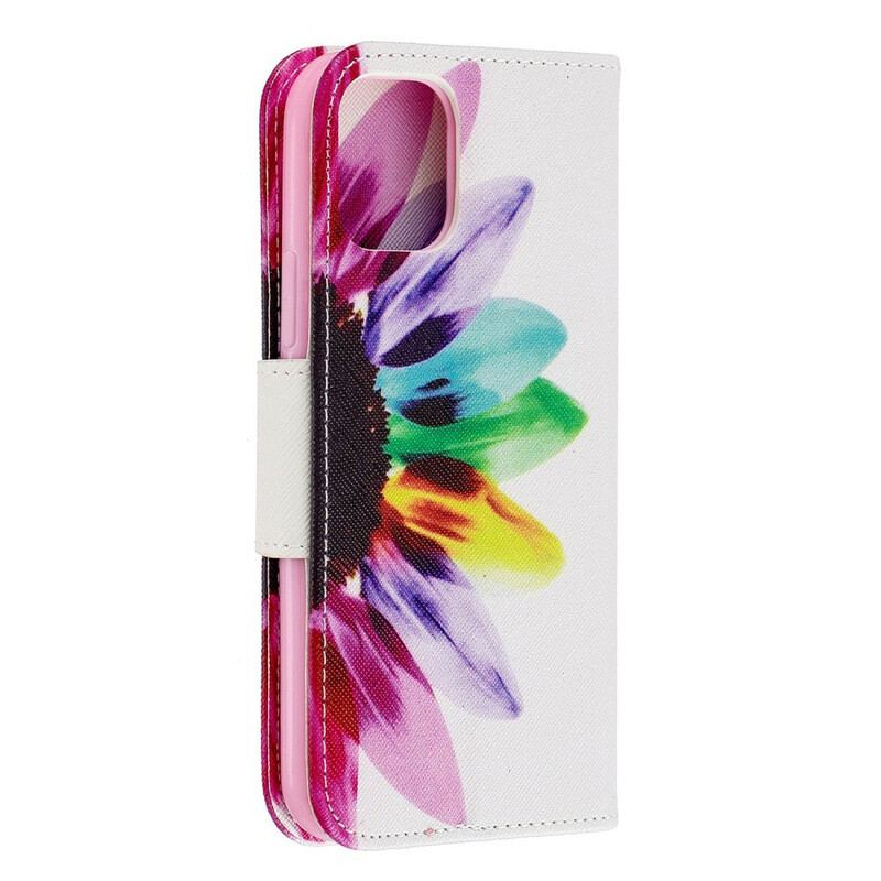 Capa Flip Para iPhone 11 Pro Flor Aquarela