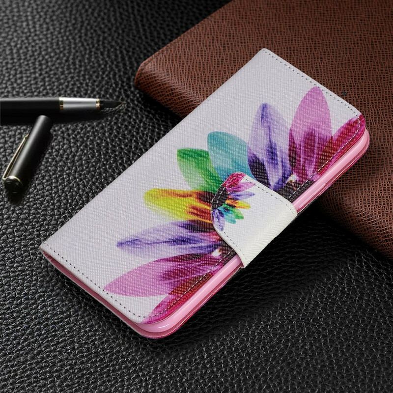 Capa Flip Para iPhone 11 Pro Flor Aquarela