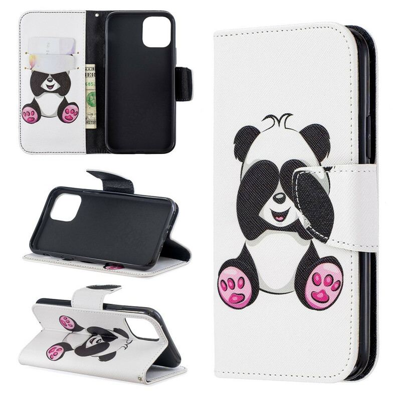 Capa Flip Para iPhone 11 Pro Panda Divertido