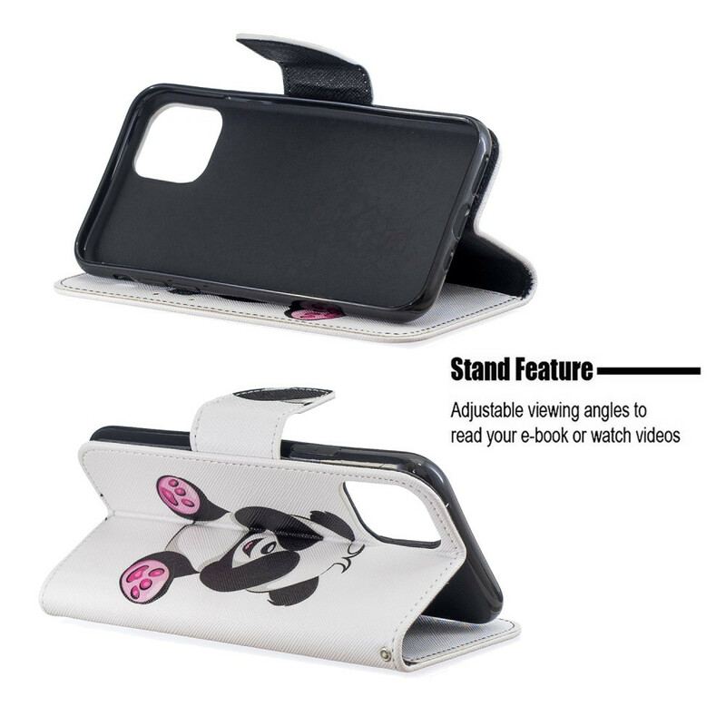 Capa Flip Para iPhone 11 Pro Panda Divertido