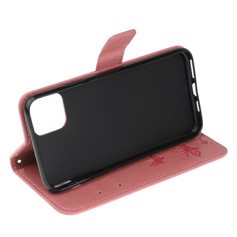 Capa Folio Para iPhone 11 Pro De Cordão Strappy Floral