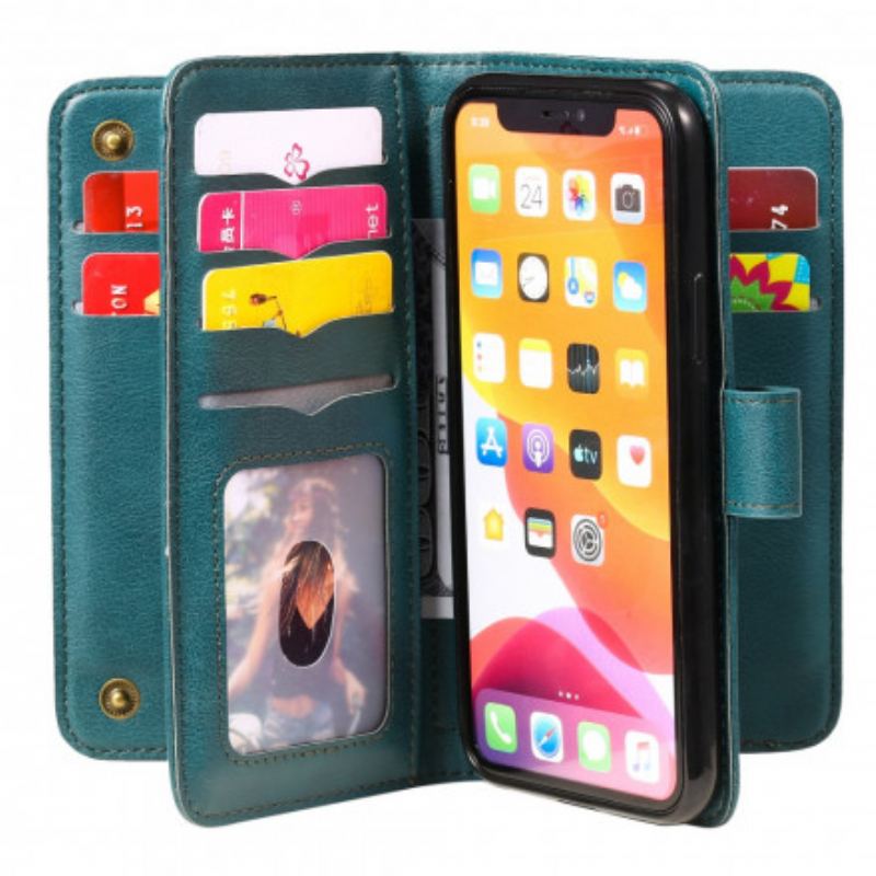 Capa Folio Para iPhone 11 Pro Titular De Cartão Multifuncional Para 10