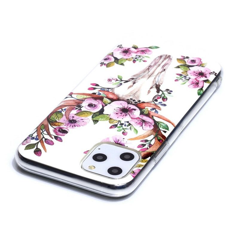 Capa Para iPhone 11 Pro Alce Floral Fluorescente