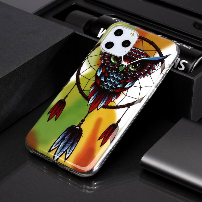 Capa Para iPhone 11 Pro Coruja Fluorescente Apanhador De Sonhos