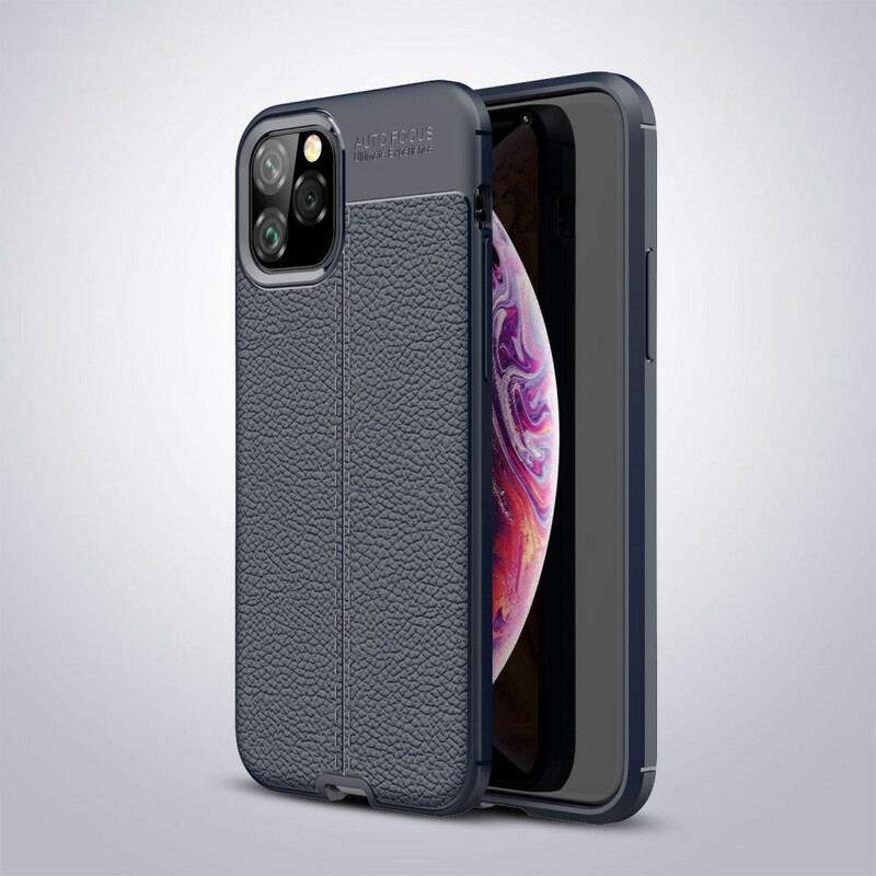 Capa Para iPhone 11 Pro Linha Dupla Efeito Couro Litchi