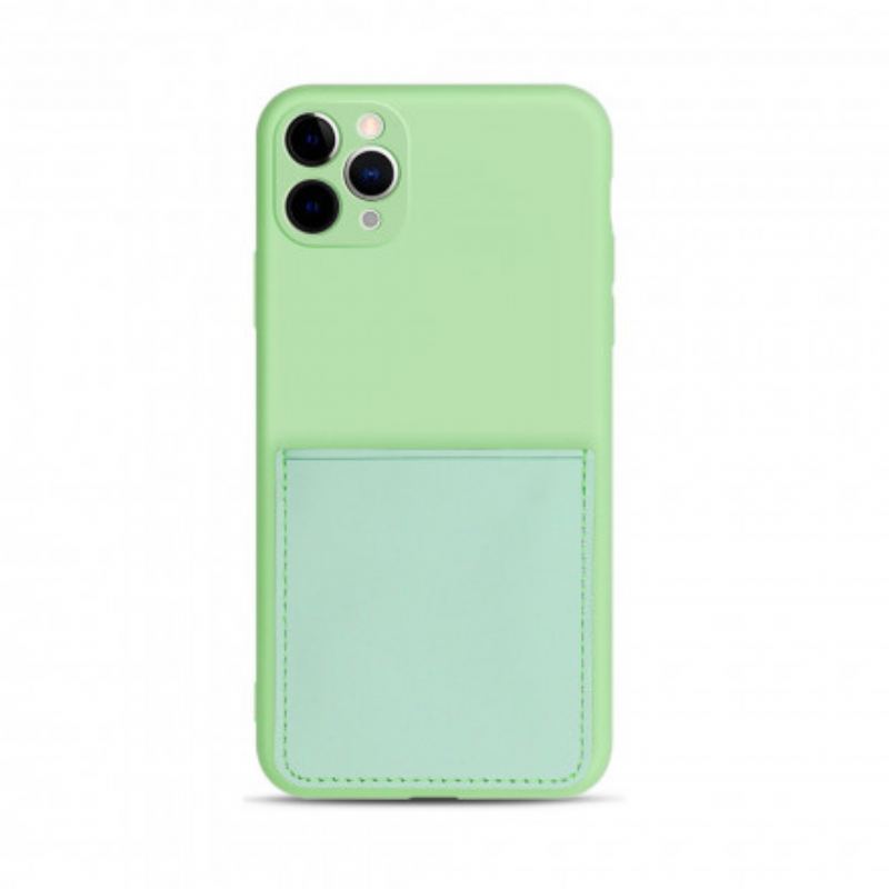 Capa Para iPhone 11 Pro Porta-cartões De Silicone E Couro Sintético