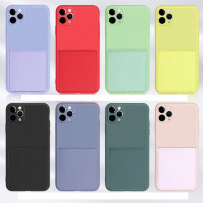 Capa Para iPhone 11 Pro Porta-cartões De Silicone E Couro Sintético