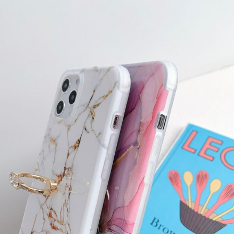 Capa Para iPhone 11 Pro Suporte De Anel De Mármore Estilo