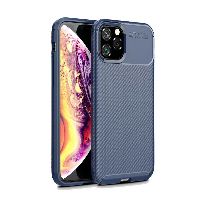 Capa Para iPhone 11 Pro Textura Flexível De Fibra De Carbono