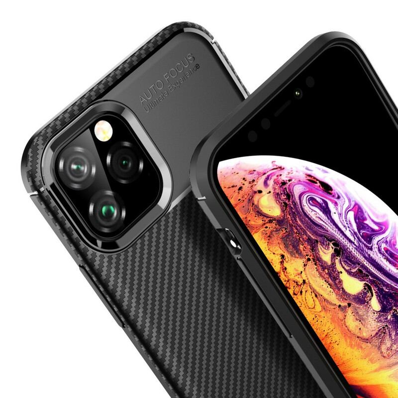 Capa Para iPhone 11 Pro Textura Flexível De Fibra De Carbono