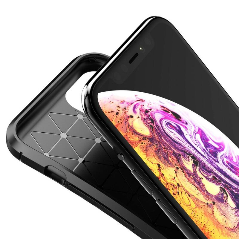 Capa Para iPhone 11 Pro Textura Flexível De Fibra De Carbono