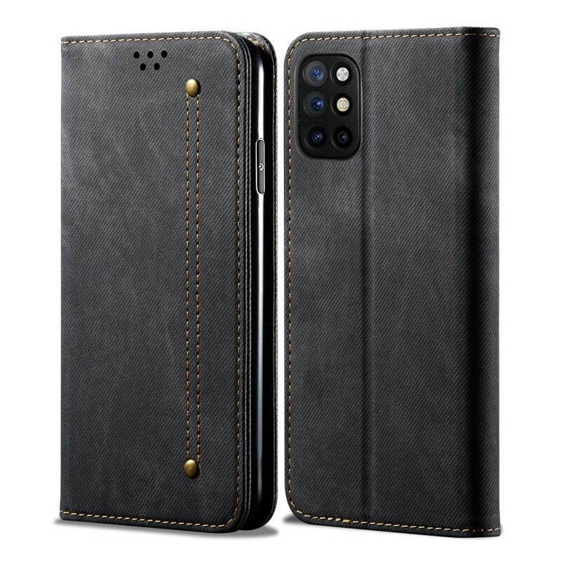 Capa De Celular Para OnePlus 8T Flip Textura De Jeans De Couro Sintético