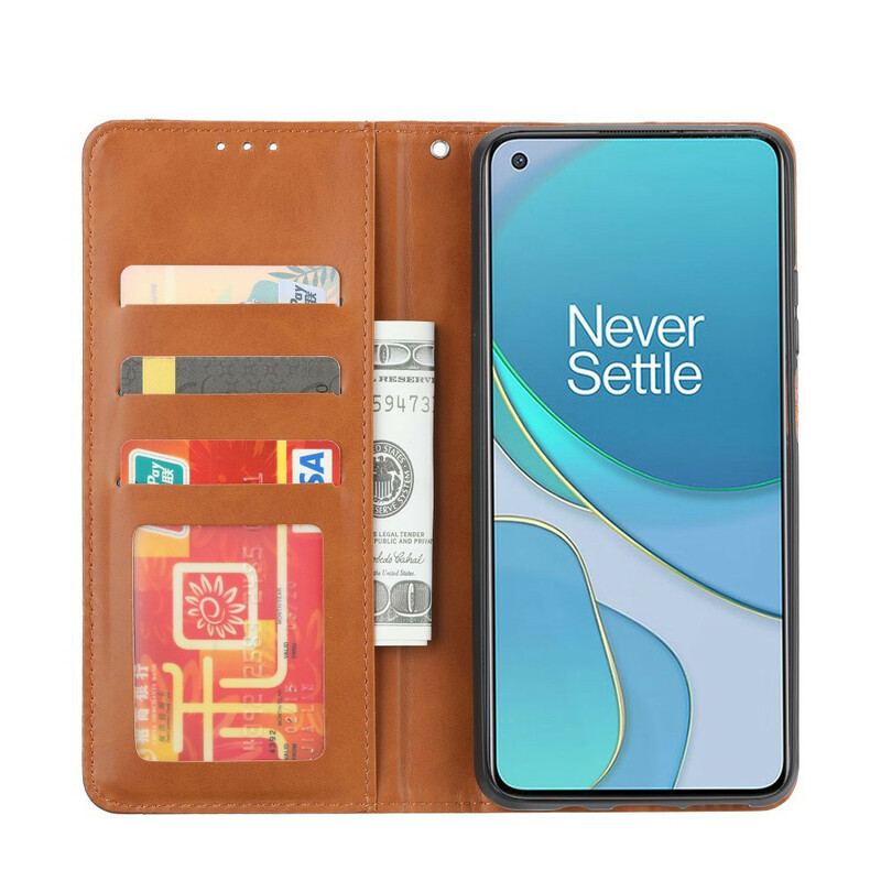 Capa De Celular Para OnePlus 8T Flip Titular De Cartão De Couro Sintético