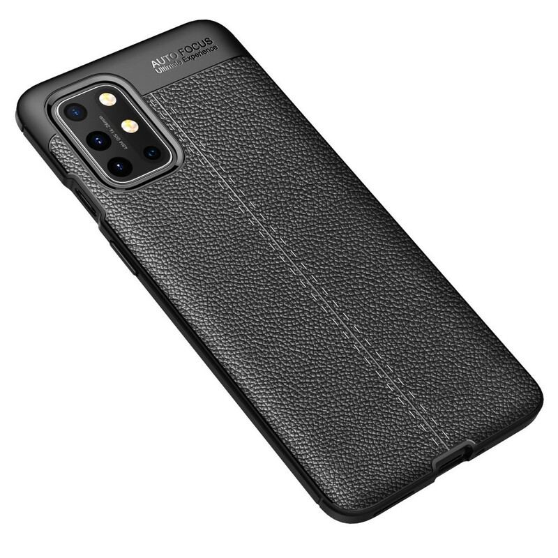 Capa De Celular Para OnePlus 8T Linha Dupla Efeito Couro Litchi