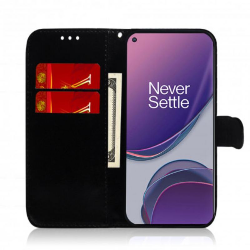 Capa De Couro Para OnePlus 8T Capa De Espelho De Couro Sintético