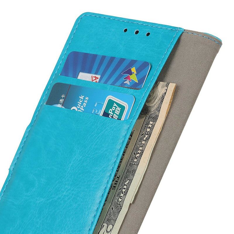 Capa Flip Para OnePlus 8T Efeito Couro Brilhante Simples