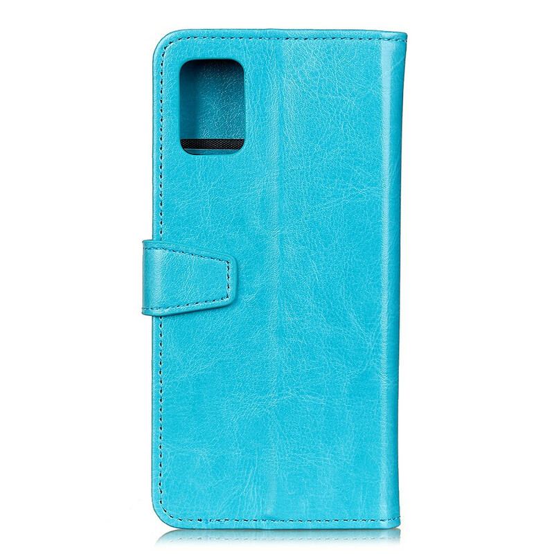 Capa Flip Para OnePlus 8T Efeito Couro Brilhante Simples