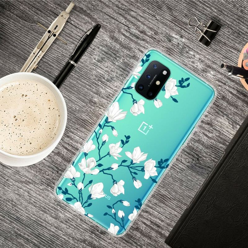 Capa Para OnePlus 8T Flores Brancas