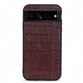 Capa De Celular Para Google Pixel 7 Pro Couro Genuíno Estilo Crocodilo