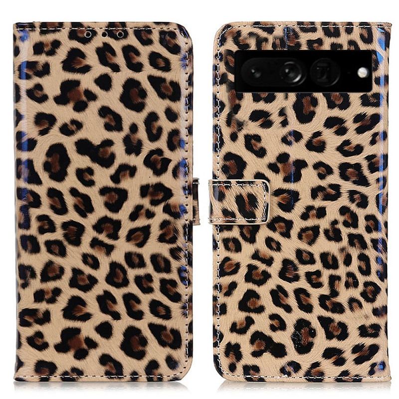 Capa De Couro Para Google Pixel 7 Pro Efeito Pele De Leopardo