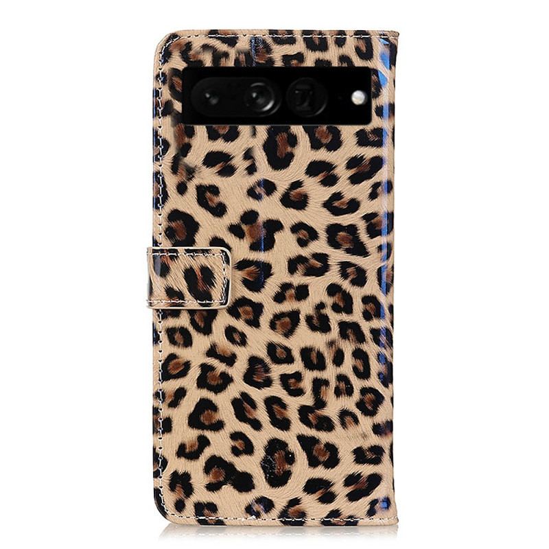 Capa De Couro Para Google Pixel 7 Pro Efeito Pele De Leopardo