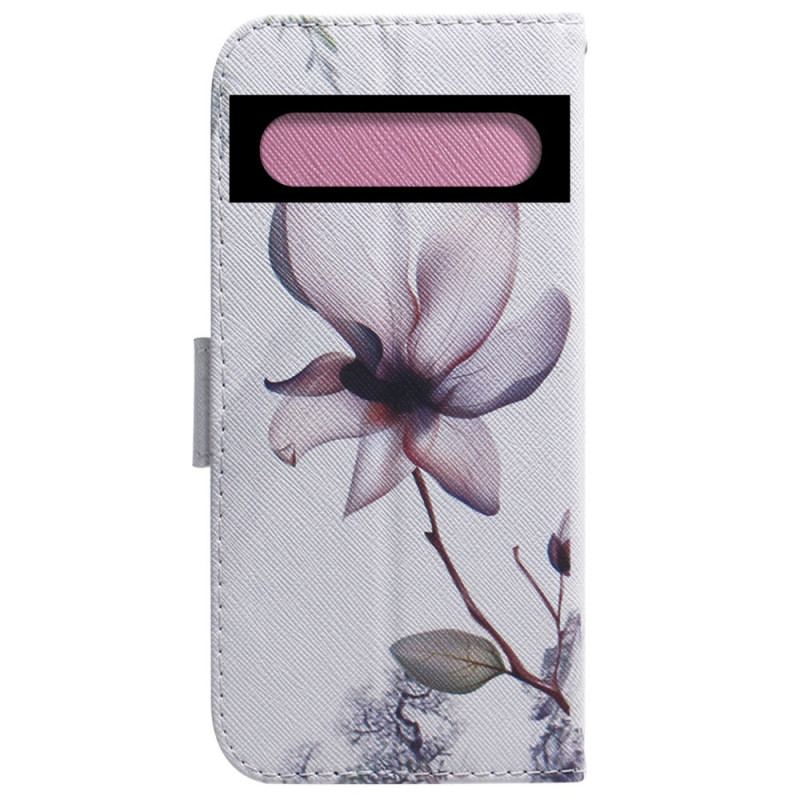 Capa De Couro Para Google Pixel 7 Pro Flor Rosa