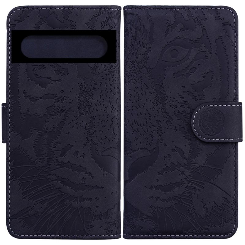 Capa De Couro Para Google Pixel 7 Pro Pegada De Tigre