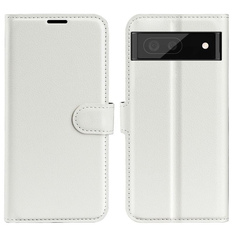 Capa De Couro Para Google Pixel 7 Pro Couro Sintético De Lichia Clássico