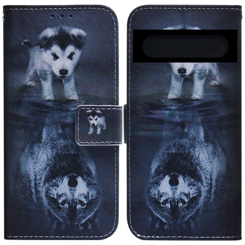 Capa De Couro Para Google Pixel 7 Pro Sonho De Cachorrinho