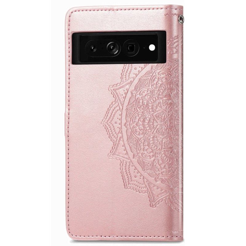 Capa Flip Para Google Pixel 7 Pro De Cordão Mandala Retrô Com Tiras