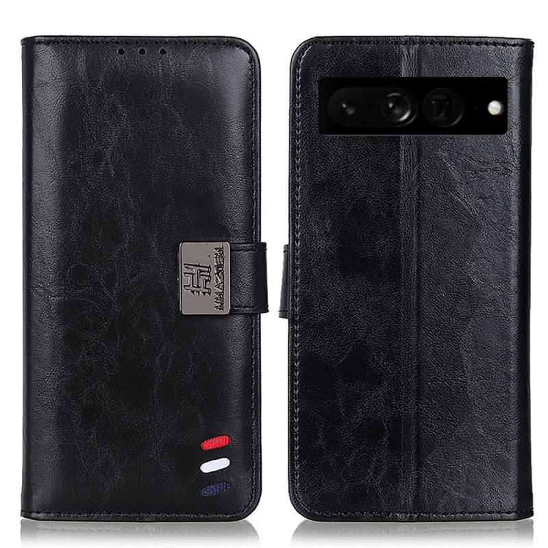 Capa Flip Para Google Pixel 7 Pro Efeito Couro Tricolor