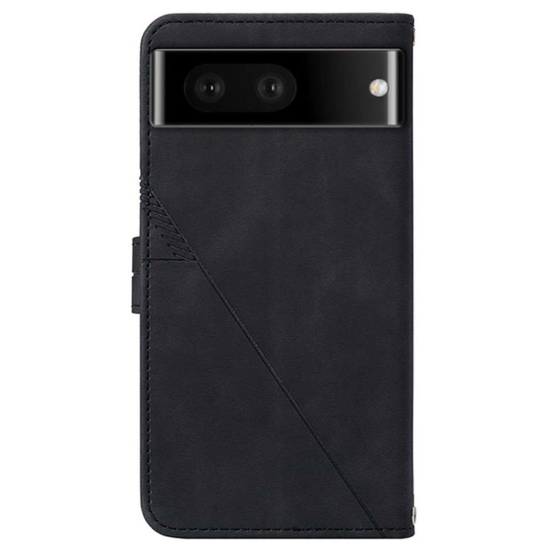 Capa Flip Para Google Pixel 7 Pro Triângulos Com Alça De Ombro