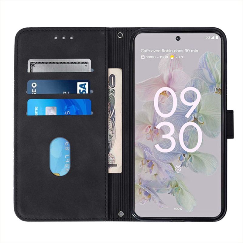 Capa Flip Para Google Pixel 7 Pro Triângulos Com Alça De Ombro