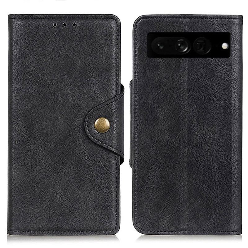 Capa Folio Para Google Pixel 7 Pro Botão Magnético De Couro Falso