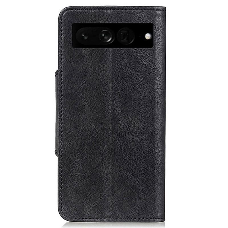 Capa Folio Para Google Pixel 7 Pro Botão Magnético De Couro Falso