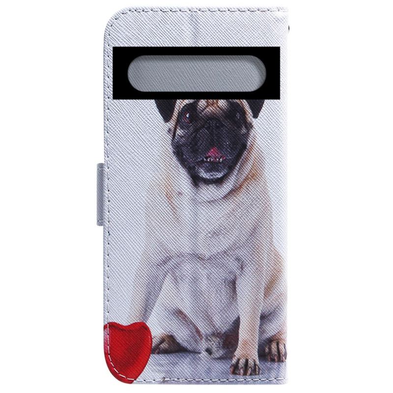 Capa Folio Para Google Pixel 7 Pro Cachorro Pug