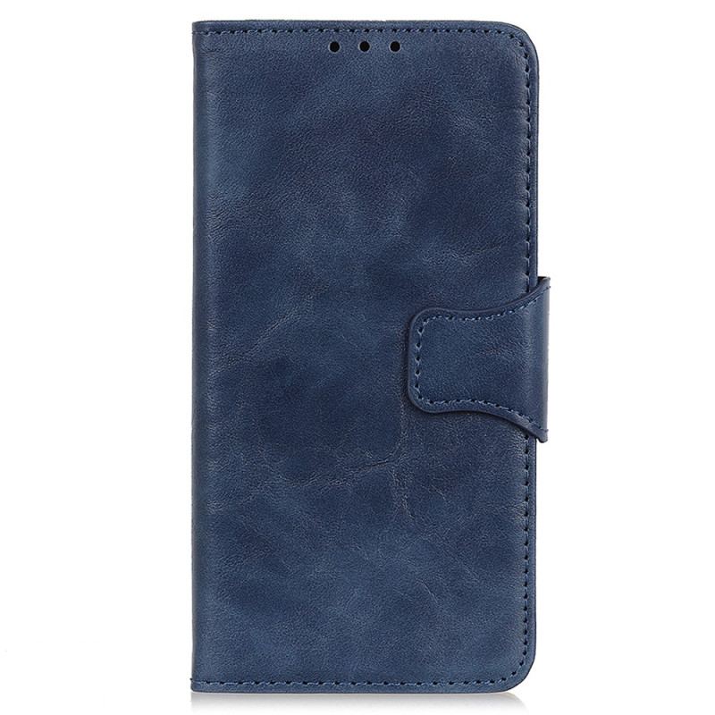 Capa Folio Para Google Pixel 7 Pro Fecho Reversível De Couro Rachado