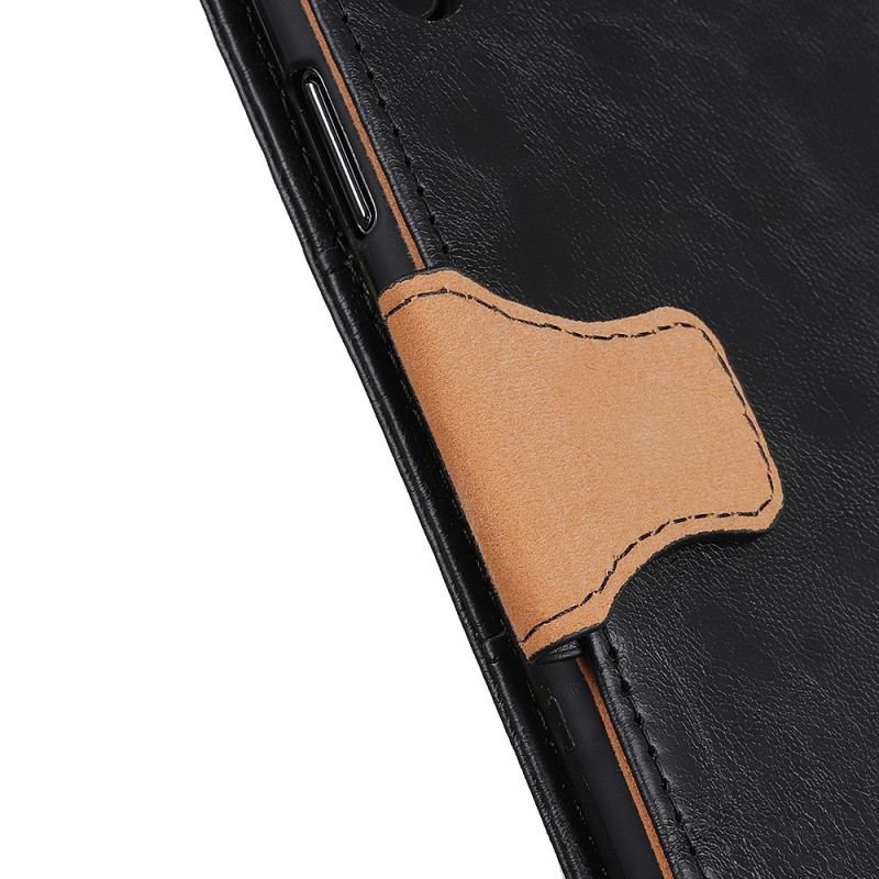 Capa Folio Para Google Pixel 7 Pro Fecho Reversível De Couro Rachado