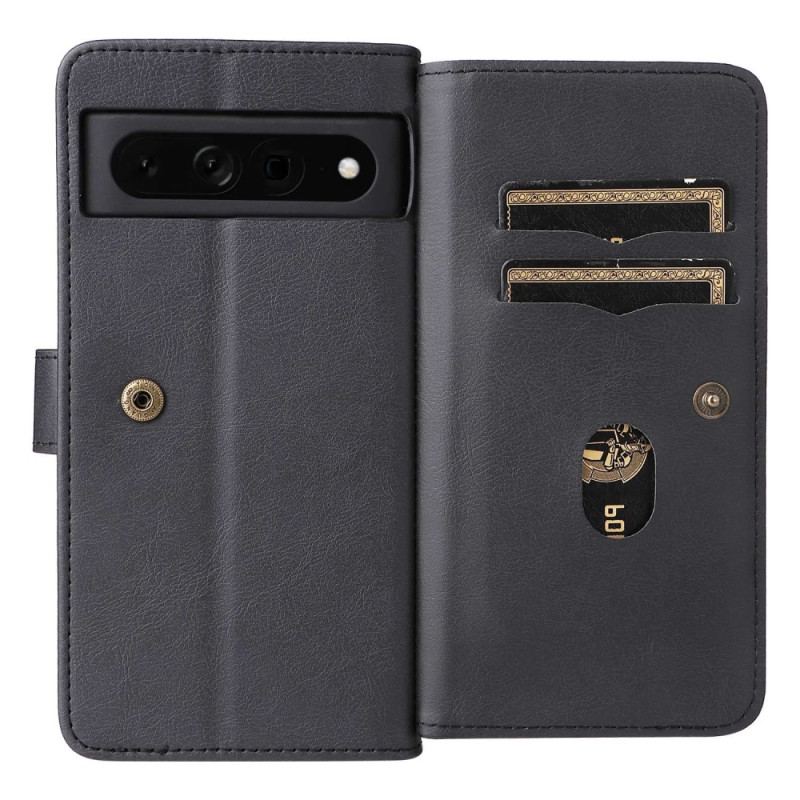 Capa Folio Para Google Pixel 7 Pro Titular De Cartão Multifuncional Para 10