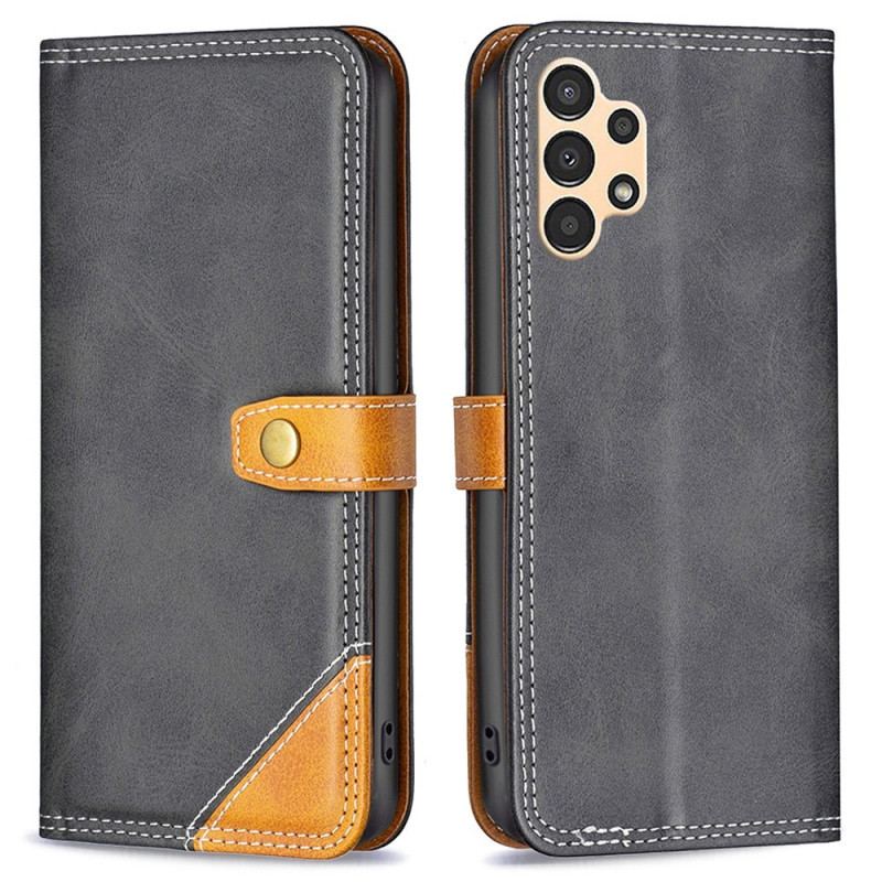 Capa De Couro Para Samsung Galaxy A13 Cor Binfen De Dois Tons