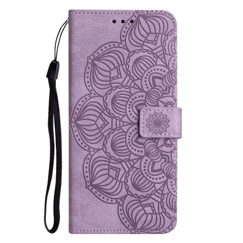 Capa De Couro Para Samsung Galaxy A13 De Cordão Mandala De Tiras Vintage