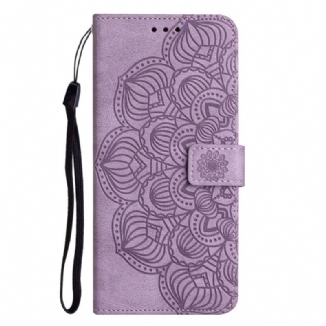 Capa De Couro Para Samsung Galaxy A13 De Cordão Mandala De Tiras Vintage